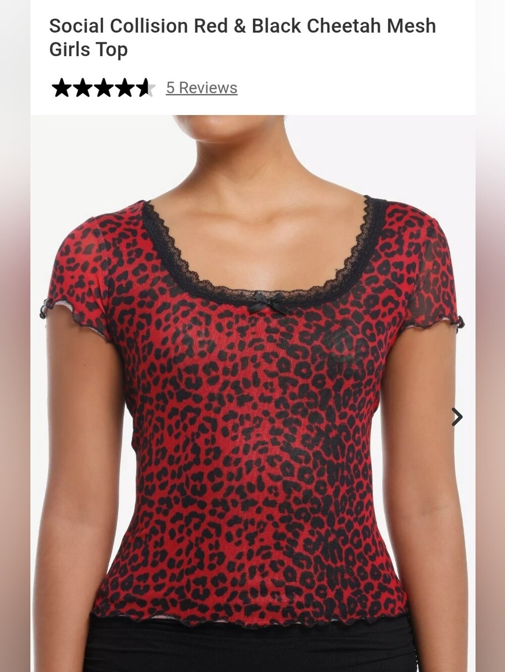 Hot Topic Cheetah Print Mesh Top Size xl